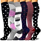 Campsnail 6 Paar Kompressionsstrümpfe für Damen und Herren Kompressionssocken Compression Socks Stützstrümpfe Fußballsocken für Laufen