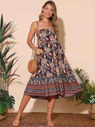 Seta T Women's Bohemian Long Skirts High Waist A Line Maxi Skirts Flowy Vacation Floral Summer Skirt4