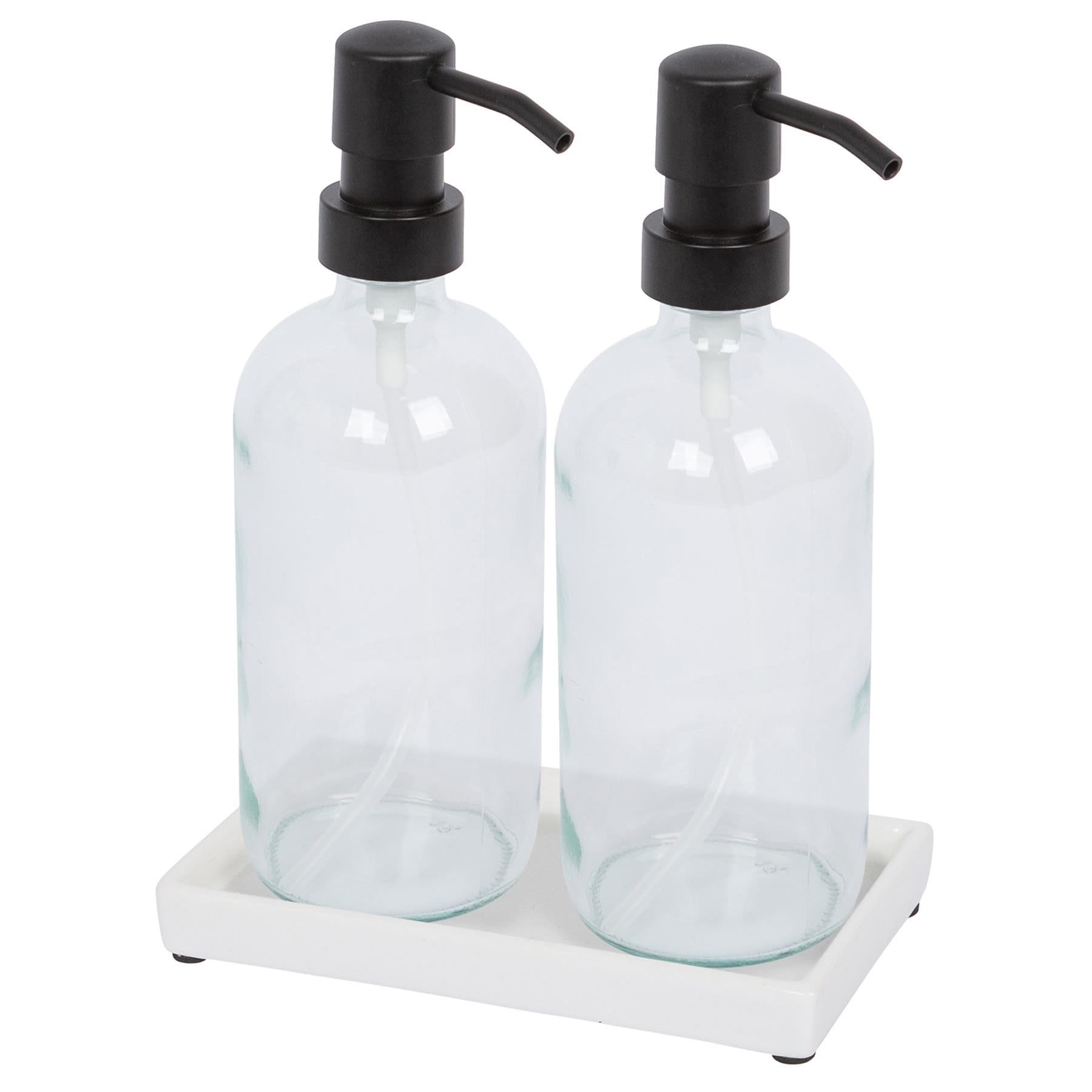 Harbour Housewares Glass Soap Dispenser Set - 500ml - Clear