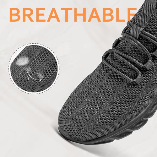 Oltyutc Mens Gym Running Shoes Slip-On Tennis Shoes Non Slip Breathable Workout Sneakers for Walking Jogging Dark Gray 103