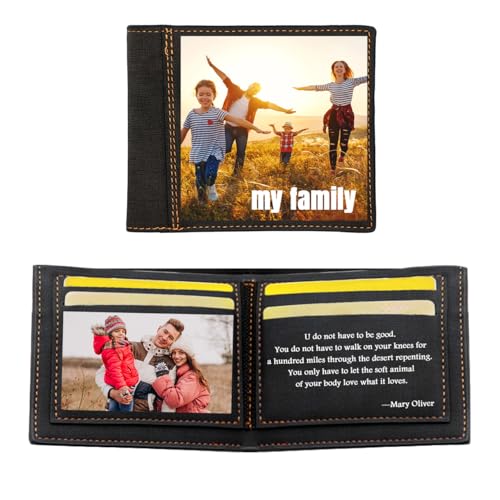 Personalized Photo Wallet Custom Leather Picture Wallets for Men Father, Vintage