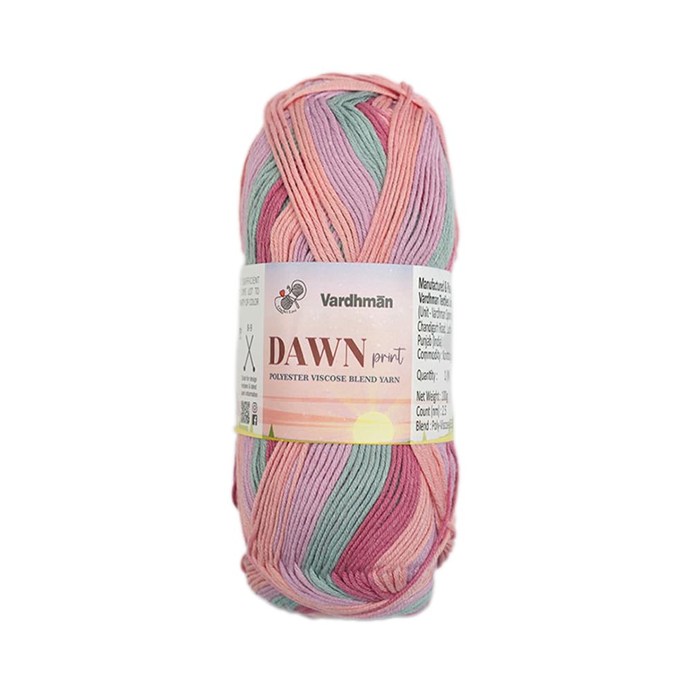 Vardhman Dawn Print Polyester Viscose Soft Yarn for Knitting, Crochet & DIY Craft Projects | Ideal for Garments, Toys, Accessories & Home Decor | Pack-1 Ball, 100g Each DCD002-image-22