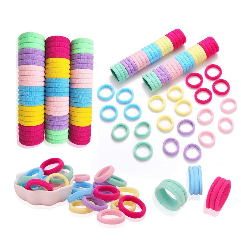 Evogirl Mini Seamless Hair Ties Soft and Stretchy Ponytail Holders Hair Style Making Elastic Bands in pastel colors for Women,Girls