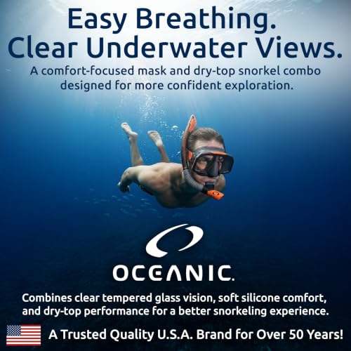 Oceanic Adult Mask + Snorkel Set, máscara de doble lente y tubo de snorkel Dry Top miniatura 2