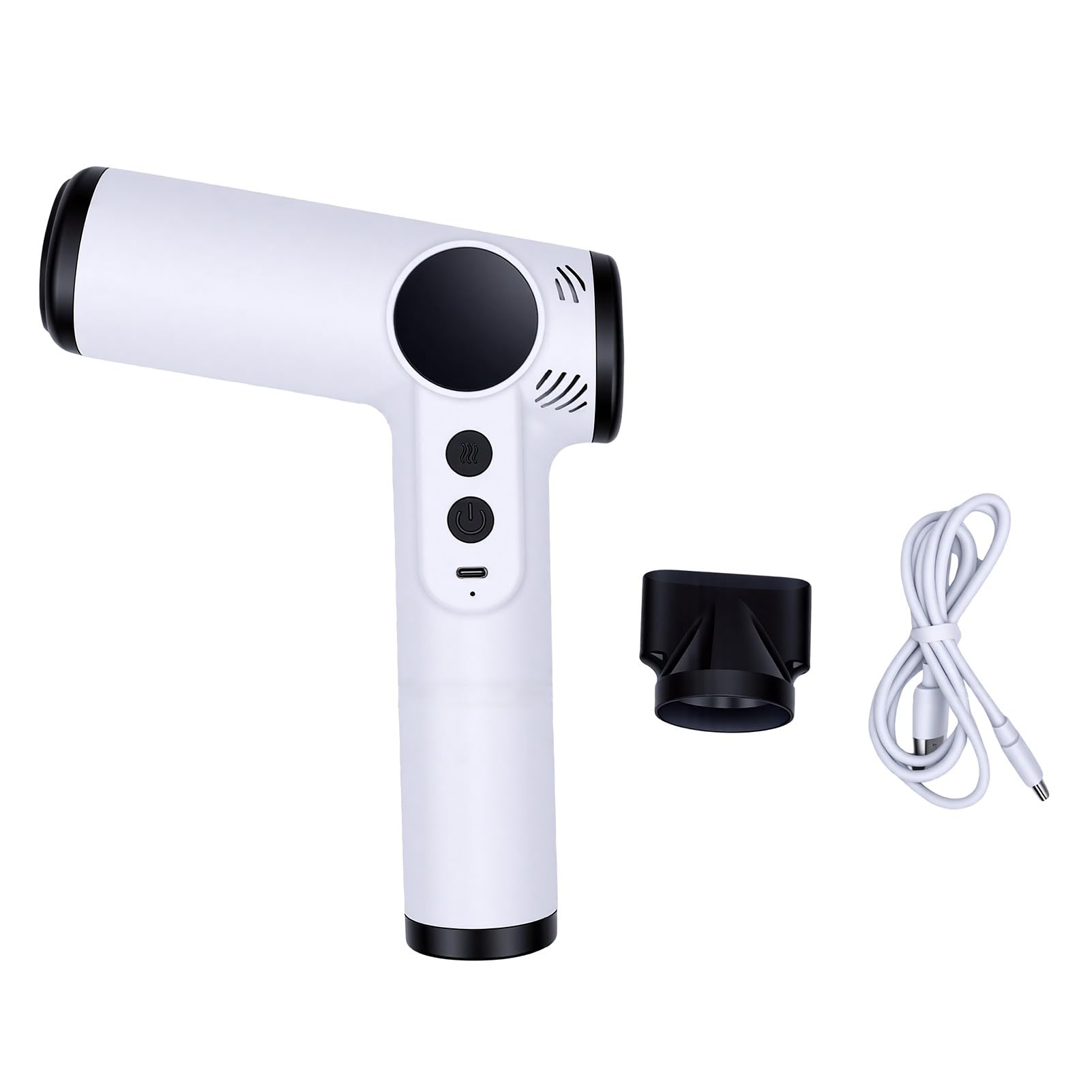 Secador de Pelo Recargable por USB, Secador Portátil, 4 Velocidades Frío y Calor, for Viajes y Uso Diario (WHITE)