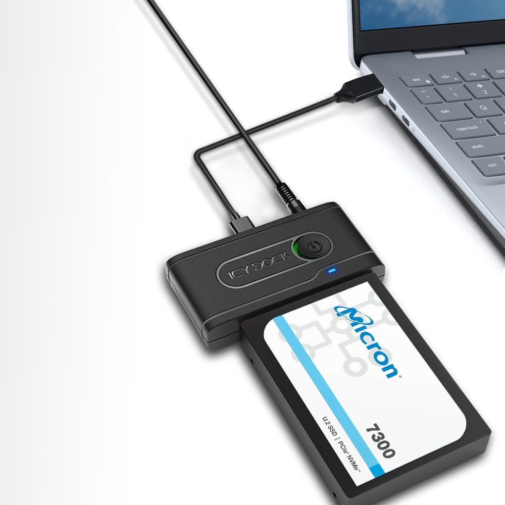USB 3.2 Gen 2 (10Gbps) to U.2 NVMe SSD Thunderbolt 4 Port Compatible Reader Adapter with USB-C+A Cables | EZ-Adapter Ex MB931U-1VB R1