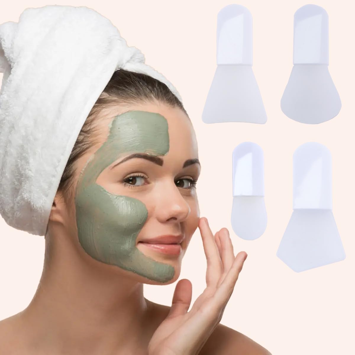 Lot de 4 pinceaux applicateurs de masque facial en silicone souple - Outils de beauté portables pour le visage, masques de boue, masques cosmétiques, masques à l'argile, masques pour les yeux, lotions