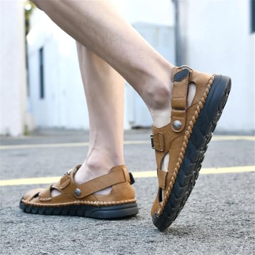 Men’S Breathable Roman Sandals Handmade Leather Slipper Outdoor Beach Sandals Fashion Gladiator Style With Hook Loop4
