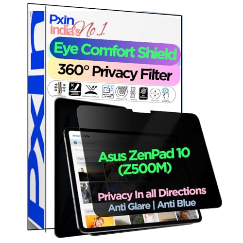 Image of PxIn Tablet Privacy Screen Guard compatible with Asus ZenPad 10 (Z500M) | No.1 | Anti Glare | Anti Blue Light | Anti UV | 4 Way Privacy Filter | 360 Privacy | Eye Protect