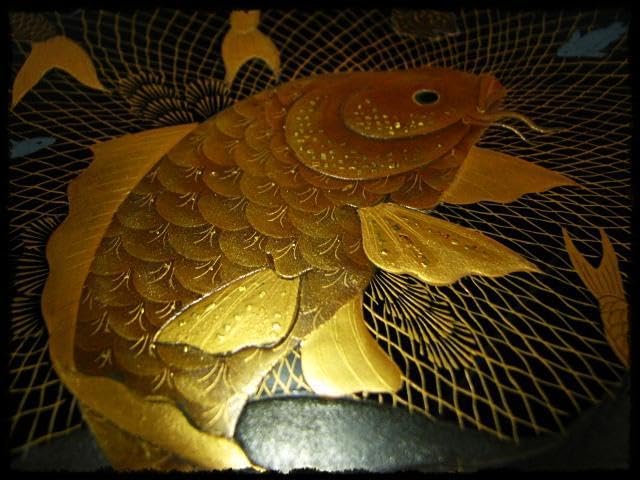 時代物 網魚蒔絵手付盆 菓子器 茶道具 c522 時代物 網魚蒔絵手付盆 菓子器 茶道具 c522 時代物 網魚蒔絵手付盆