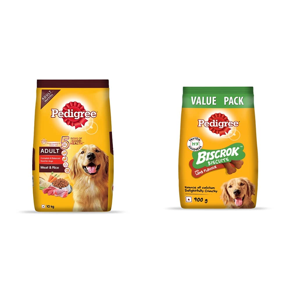 Pedigree Adult Dry Dog Food, Meat & Rice, 10kg Pack & Pedigree Adult Biscrok Biscuits Dog Treat (Above 4 Months) Lamb Flavour, 900g Pack (B0B8ZHSNRH) Amazon Price History, Amazon Price Tracker