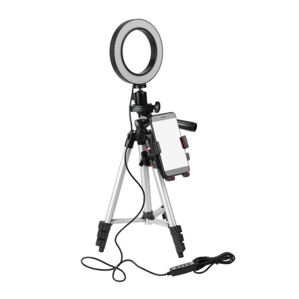 PRETYZOOM LED Ring Light with Tripod Stand for Streaming and Videos Powered with Phone Holder for Convenient Lighting Random Color