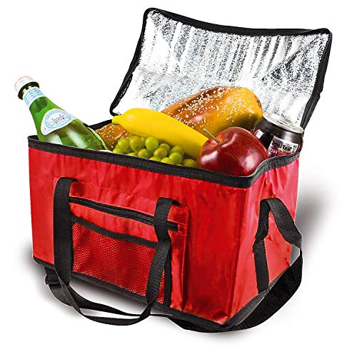 Parkland® Extra Large 26L Cooler Cool Bag Box Picnic Camping Food Drink Lunch Festival Ice, Fabric, Red, 26 Litre