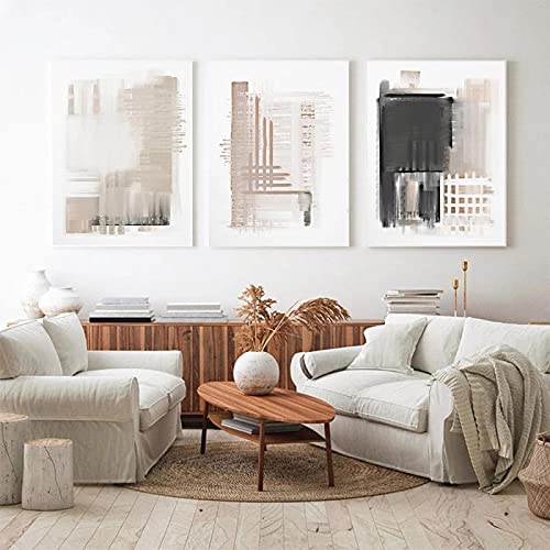 Image Moderne Décoration Salon Style Boho Toile Minimaliste Abstraite 3 Pièces