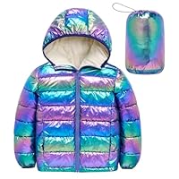 kids4ever Mädchen Winterjacke Warme Kapuze Mäntel Glänzende Winddichter Wasserdichte Steppjacke Wintermantel 6-7 Jahre
