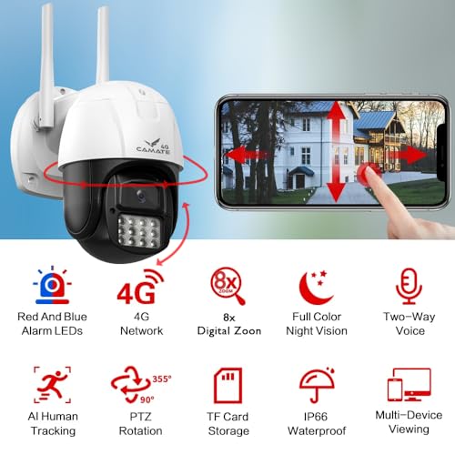 Camate Eclipse 4G Sim Based 3MP Wireless Outdoor Smart CCTV Camera, Pan & Tilt, Two-Way Talk, Coloured Night Vision, Motion Detection & Tracking, Alarm, Upto 256GB Micro SD Support 2