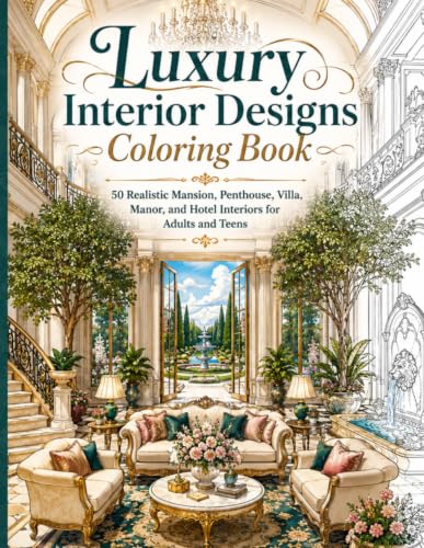 Luxury Interior Designs Coloring Book: 50 Realistic Mansion, Penthouse, Villa, Manor, and Hotel Rooms (Dream Architectures & Interiors Coloring Collection) image 2