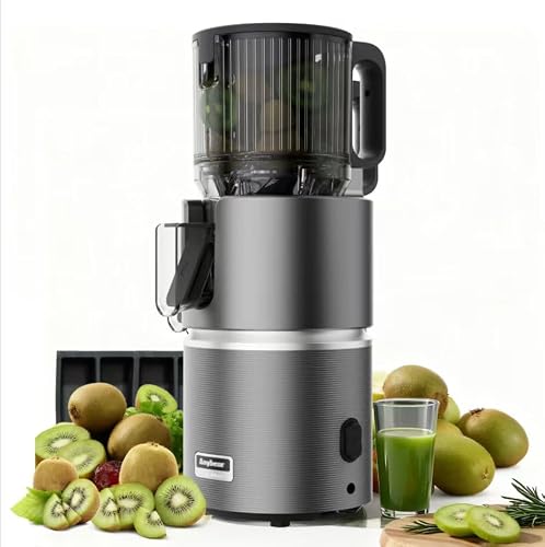 Anybear 350W Cold Press Juicer with 4.9" Large Feed Chute, Masticating Juicer Machines with Dual Slow-Squeezing Technology for Whole Fruits & Veggies with High Yield | BPA-Free Tritan