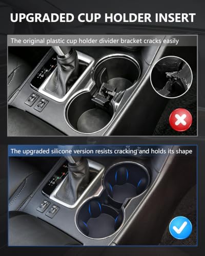 Image of Cup Holder Insert for Toyota Highlander 2014-2019, Non-Slip Silicone Center Console Protector Replacement, Prevent Spills & Scratches, Noise Reduction