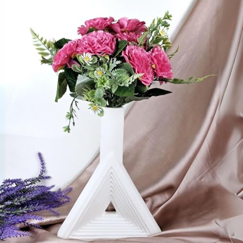 Image of SATYAM KRAFT 1 Bunch Artificial Carnation Flower Stick for Home Decor, Bedroom, Living Room, Balcony, Office Desk, Wedding, Marriage Decoration, Gift, Festival, Shelf & Corner Decoration (Dark Pink)