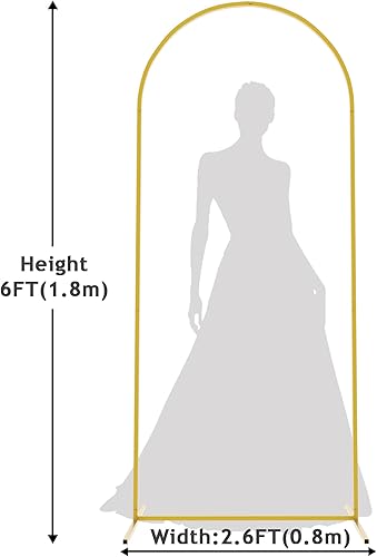 Miniatura 2 de Asee'm Soporte de arco de boda de metal de 6 pies, marco de fondo cuadrado dorado para fiesta, ceremonia, cumpleaños, novia, baby shower, jardín,