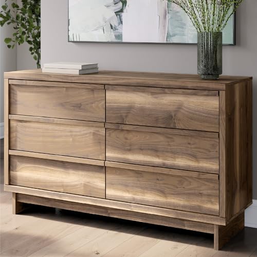 Image of Signature Design by Ashley Darcalli Retro 6 Drawer Dresser with Easy Glide and Safety Stop, Brown