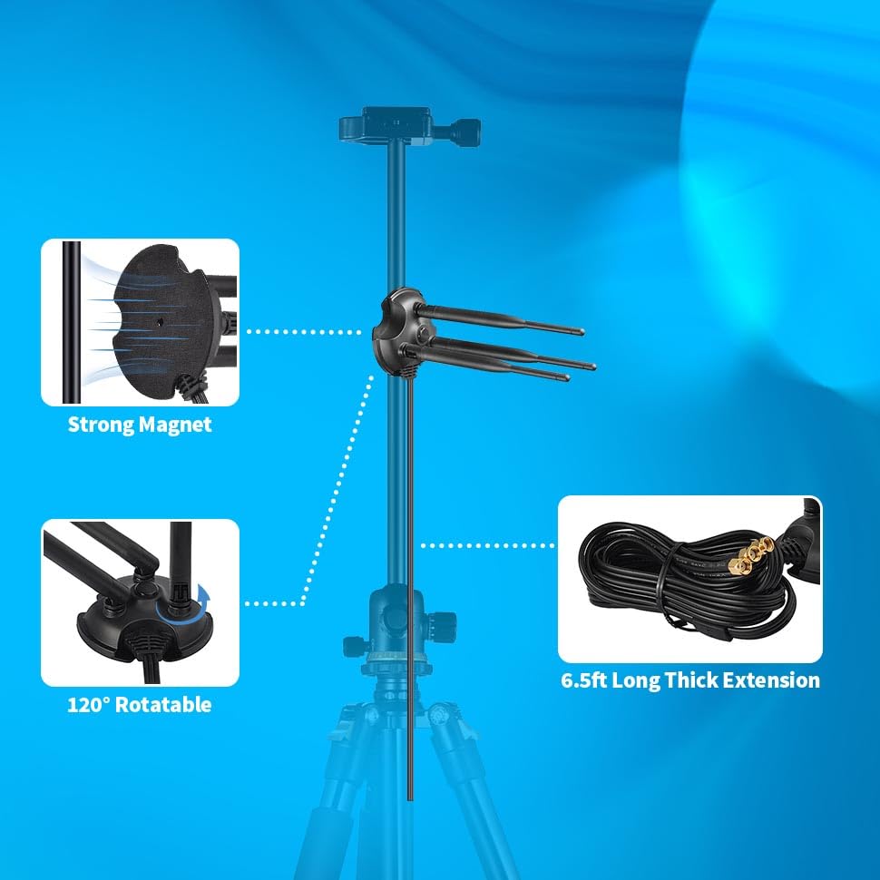 Eightwood Antenne 4g Antenne SMA Mâle Adaptateur Exterieur LTE Sans Fil Externe 3.5dbi Avec Base