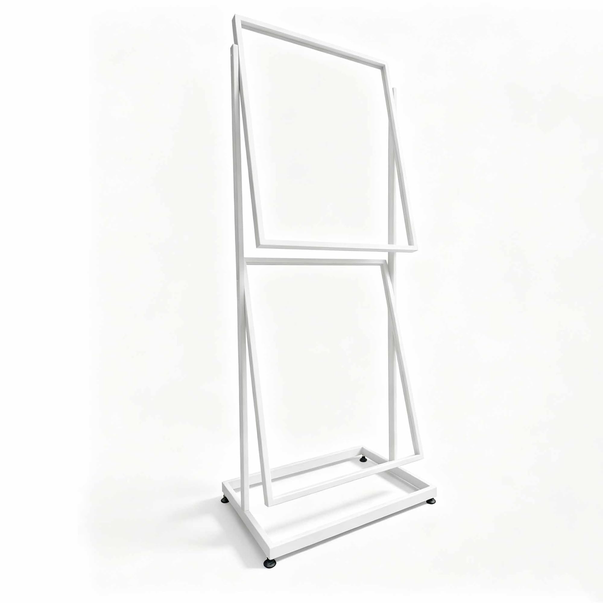Soporte de pie para carteles, expositor publicitario de dos niveles | Acero al carbono, ángulo ajustable, soporte para carteles de doble cara, para bodas ferias comerciales restaurantes(White)