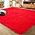 LOCHAS Ultra Soft Indoor Modern Fluffy Area Rugs Fluffy Living Room Carpets for Children Bedroom Home Decor Nursery Rug, 3x5 Feet Red