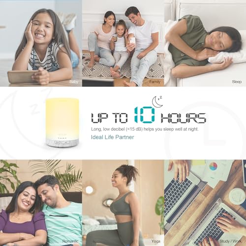 Image of ASAKUKI 300ML Essential Oil Diffuser, Quiet 5-in-1 Premium Humidifier, Home Fragrance Aroma Diffuser with 7 LED Color Changing Light and Auto-Off Switch -White