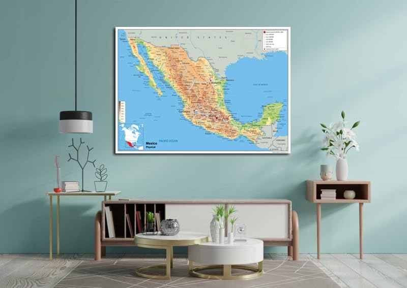 Miniatura 6 de Mapa físico de México - 16.53 x 23.38 pulgadas - Papel laminado