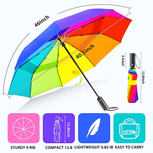 LEAGERA-Rainbow-Umbrella-for-Adults-Smal-Travel-Umbrellas-for-RainSun-Small-Compact-Light-Folding-and-Portable-Rainbow-Umbrella-For-Backpack-Umbrella-Automatic-Open