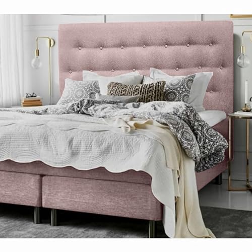 DecorQUALITY Cabeceros de Cama tapizados con Tejido Antimanchas, Estructura Madera Acolchado- Cabezal Dormitorio y Matrimonio Moderno Mod. Paris Todas Las Medidas y Colores (Rosa, 135 * 70)