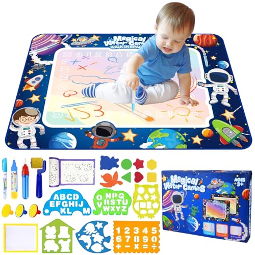 UCAMP Tapis de dessin astronaute 88x118 cm,Tapis Dessin Eau,Tapis Dessin Enfant,Tapis Magique Dessin Eau,Jouet éducatif réutilisable,Cadeau pour garçons et...