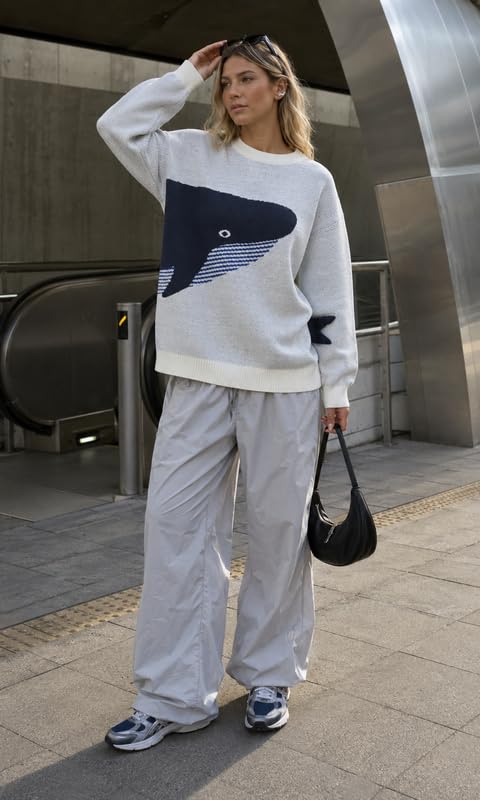 Image of Vamtac Mens Oversized Sweater Vintage Graphic Pullover Crewneck Knit Jumper Y2K Unisex Streetwear 2026 Fall Tops