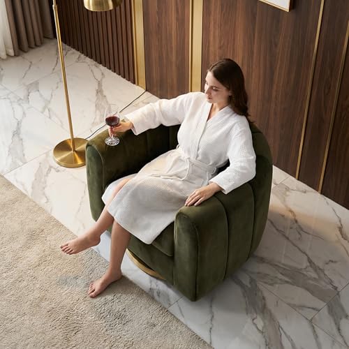 Image of Swivel Accent Chair, Velvet, Mid Century Modern, Luxury, for Living Room | 2026 New Luxury Velvet Swivel Accent Chair, Elegant Mid Century Modern Swivel Chair for Refined Living Rooms, Velvet