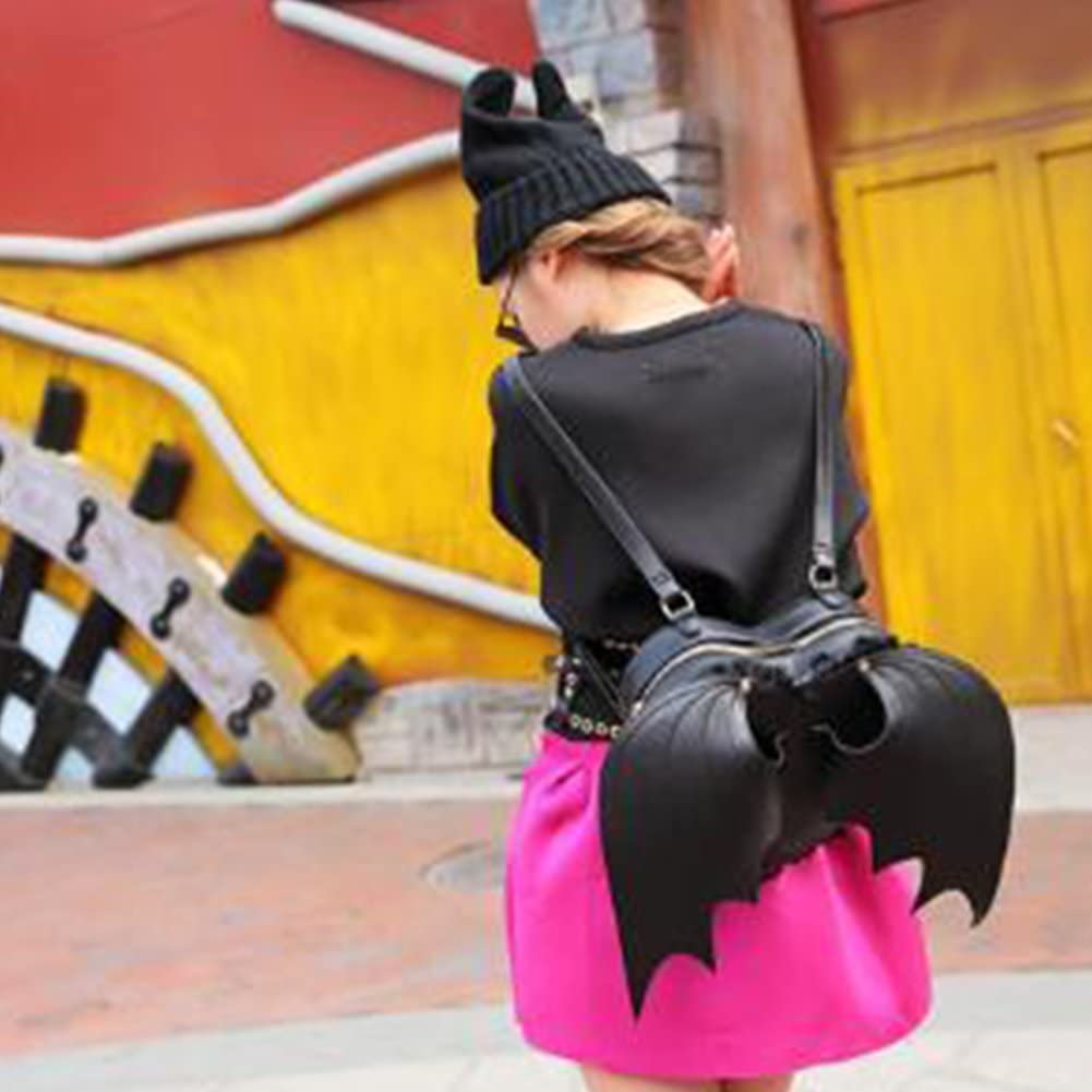 Wudaizhi Femme Fille Punk Sac À Dos Nouveauté Bat Aile De Jour Sac À Dos Gothique Dentelle De Dentelle Coeur Lolita Sac Noir Mignon Petit Diable Paquet