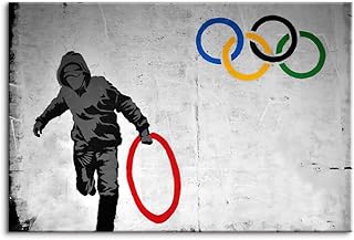 飾り絵 アートパネル Banksy 5 枚セット バンクシー ポスター アートフレーム 壁掛け モダン アートボード インテリア 絵画 印刷された インテリア部屋飾り 木枠付きの完成品 (50x70cm（20x28in）,B)