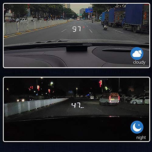 Fockety Proiettore HUD per Auto, Proiettore HUD per cruscotto Display Head Up Display OBD2 Head Up Display con velocità, chilometraggio, Allarme velocità eccessiva, rilevamento adattivo della Luce