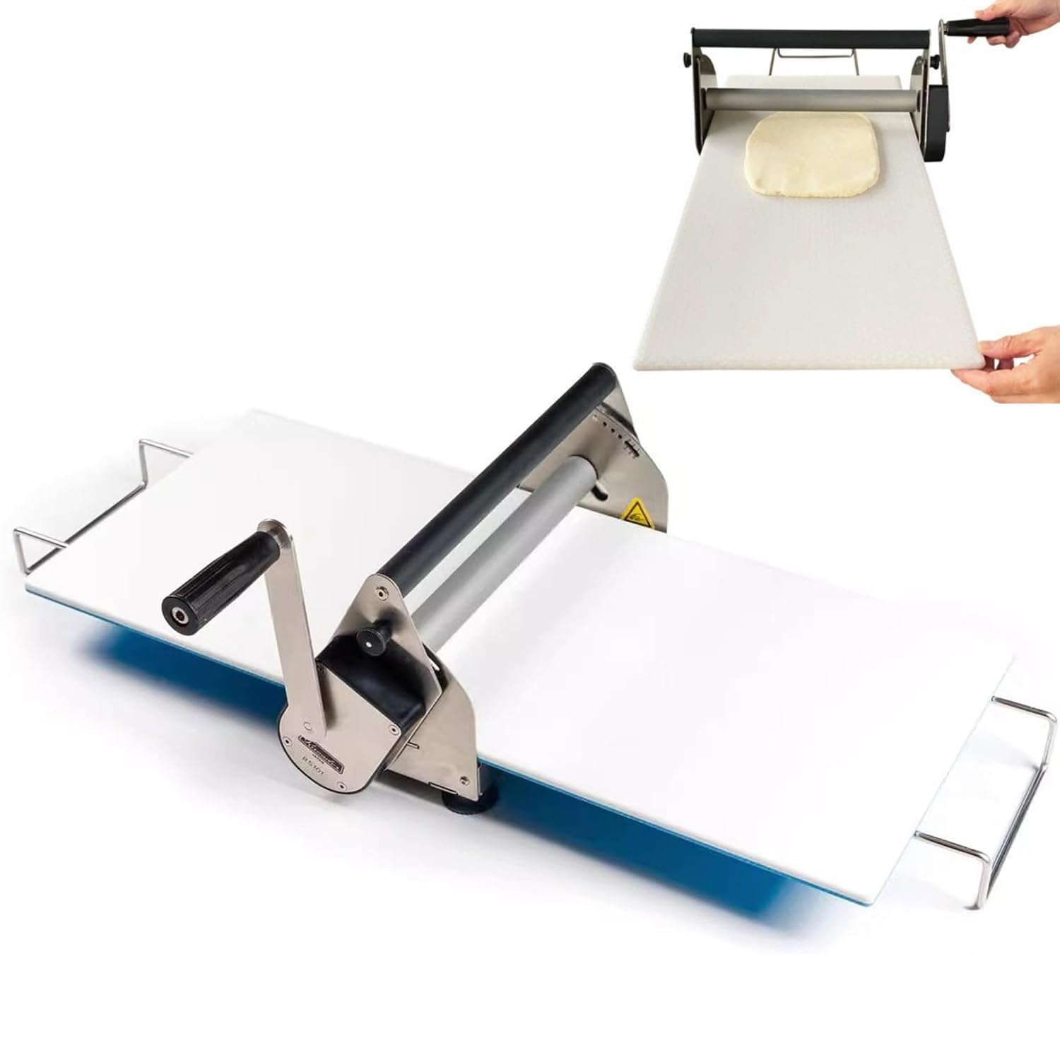 Klappbare Teigausrollmaschine, 12“ Manuelle Pizzateigausrollmaschine, Einstellbare Dicke, Edelstahl, Leicht Zu Demontieren, Für Pizza, Croissants, Gebäck, Kekse