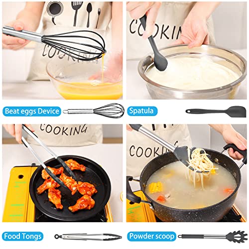 TWBEST Köksredskap Set 44 st – Mörkgrå Non-Stick och Diskmaskinssäker