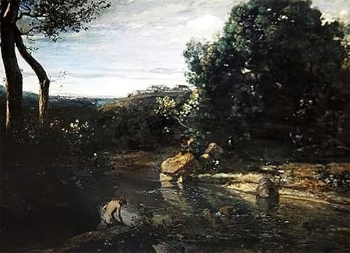 Toile paysage italien de Corot : transformez votre bureau en galerie d'art 60x90cm