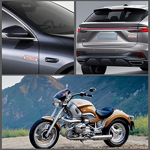 Zipelo Mexican Edition Emblem For Car, 3D Car Letters Metal Material Sticker, Auto Side Fender Rear Bumper Badge Decoration Decals, Vehicle Exterior Accessories For Suv Truck (Silver/Red) #TOP5