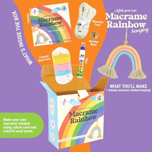 Image of Kalakaram Mini DIY Macrame Rainbow Making Craft Kit | DIY On-The-Go Art & Craft Activity Kit for Kids | Birthday Return Gift & Party Favor for Girls & Boys Ages 4, 5, 6, 7 Years