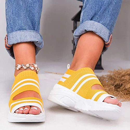 JFFFFWI Sandalias Planas de Verano con Punta Redonda y Cuña para Mujer, Zapatillas antideslizantes de Tacón Bajo con Punta abierta, Sandalias de Playa al AIRE Libre para caminar, Vacaciones en la PL