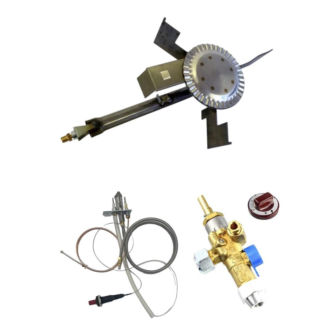 Shaan Tandoor Brûleur avec kit de montage pilote avec valve à gaz et bouton Kit complet Tandoori brûleur d'allumage Shaan Clay Four de rechange (gaz naturel)
