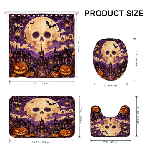 Rideau de douche polyester imperméable motif tête de mort violet 183x183cm