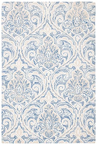 Tapete decorativo rectangular 2 x 3 pies azul e ivory miniatura 1