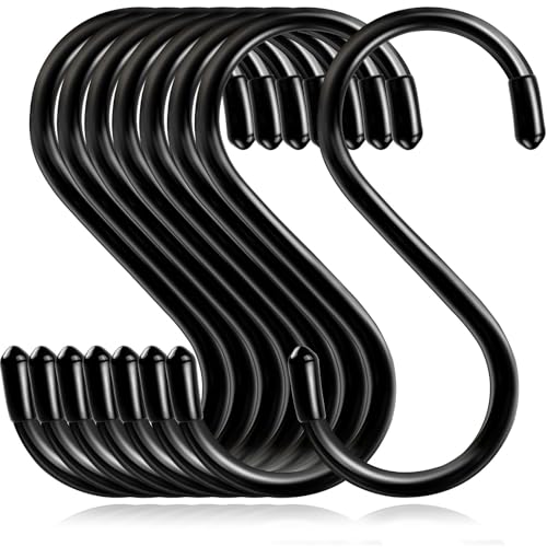 Dapute 6 Pack Heavy Duty S Hooks for Hanging, Non Slip Vinyl Coated S Hook for Hanging Closet,Jeans,...