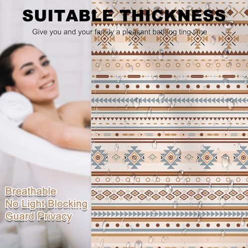 Mocsicka WA3C8-YLB-180X180-MY0324 Western Aztec Shower Curtain Vintage Boho Striped Shower Curtain thumb #4